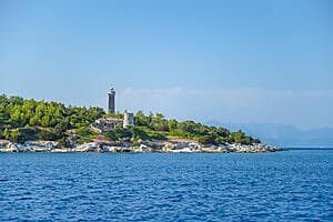 The Fiskardo coastline by boat