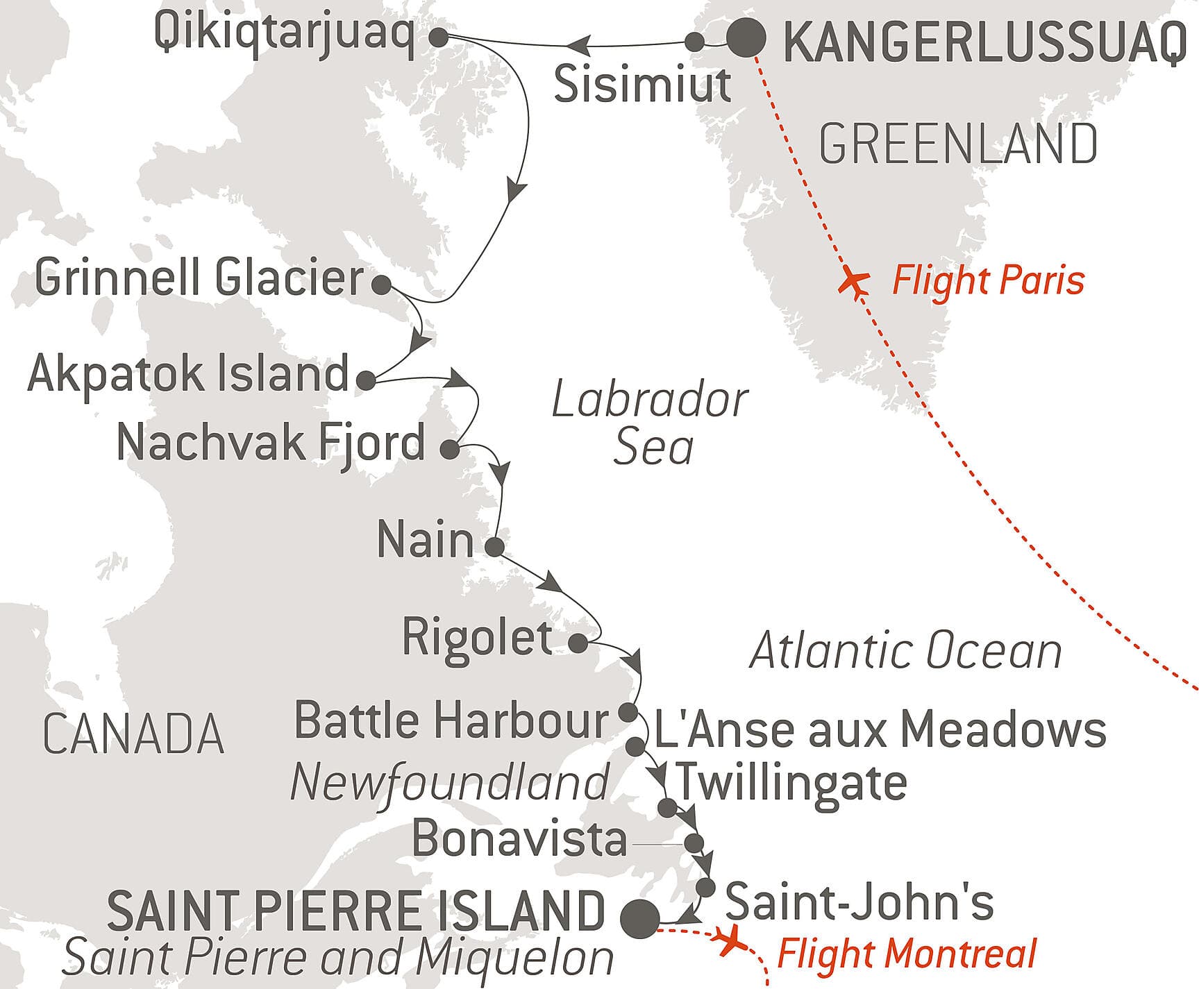 Wilderness from Greenland to the East Coast of Canada