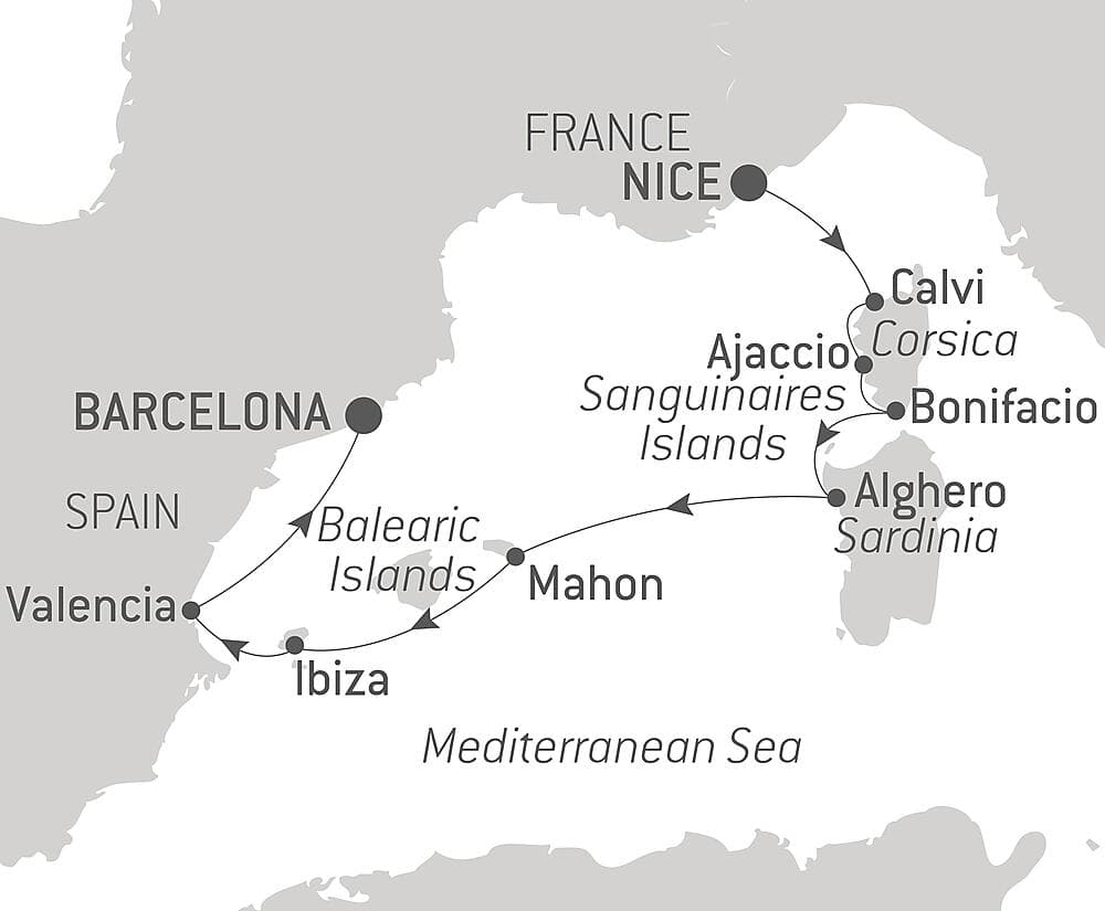 Corsica, Sardinia & Iberian shores