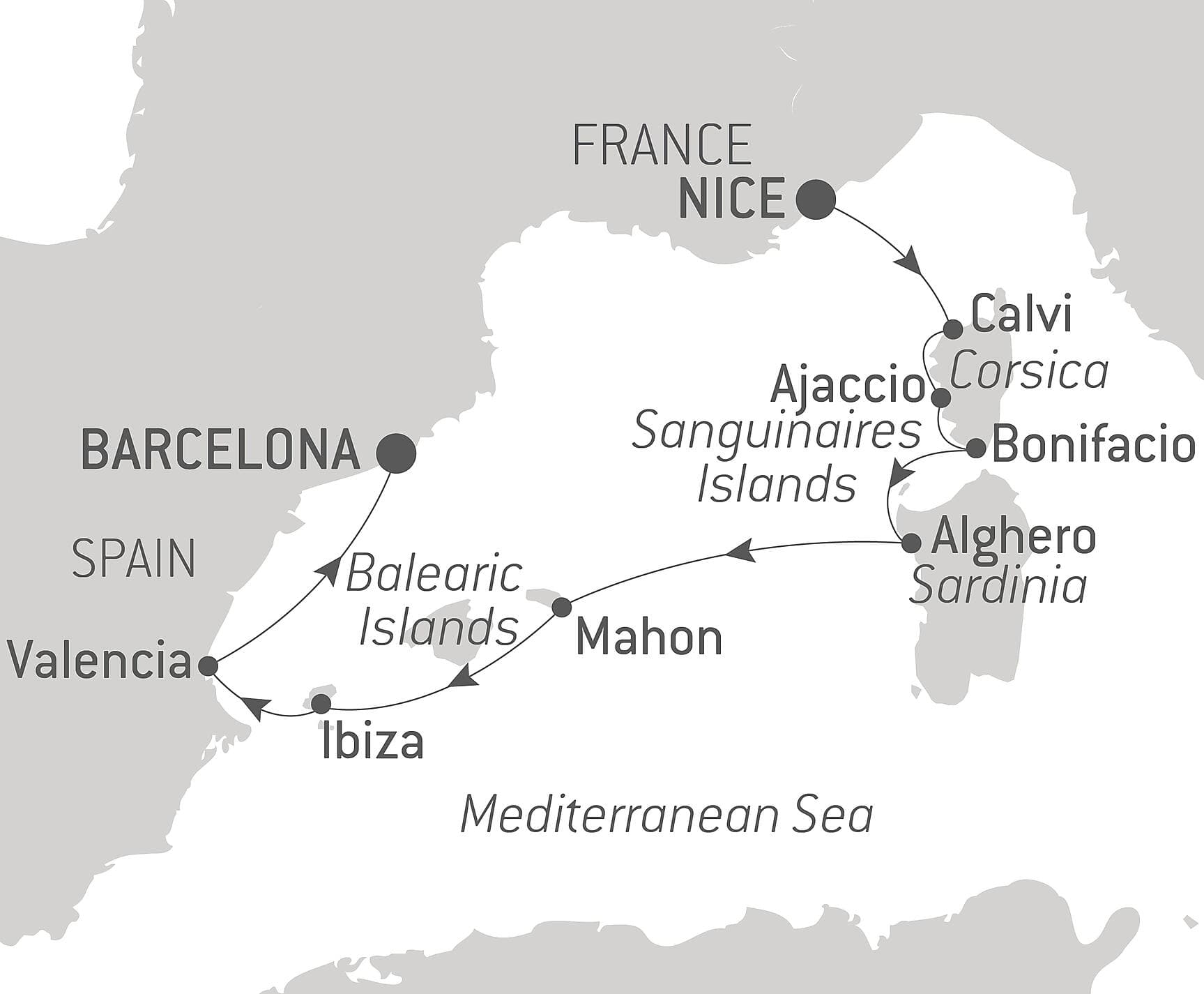 Corsica, Sardinia & Iberian shores