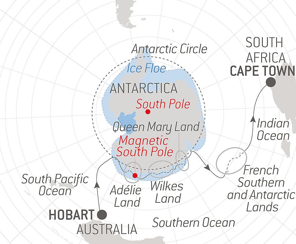 Unexplored East Antarctica & French Southern Lands