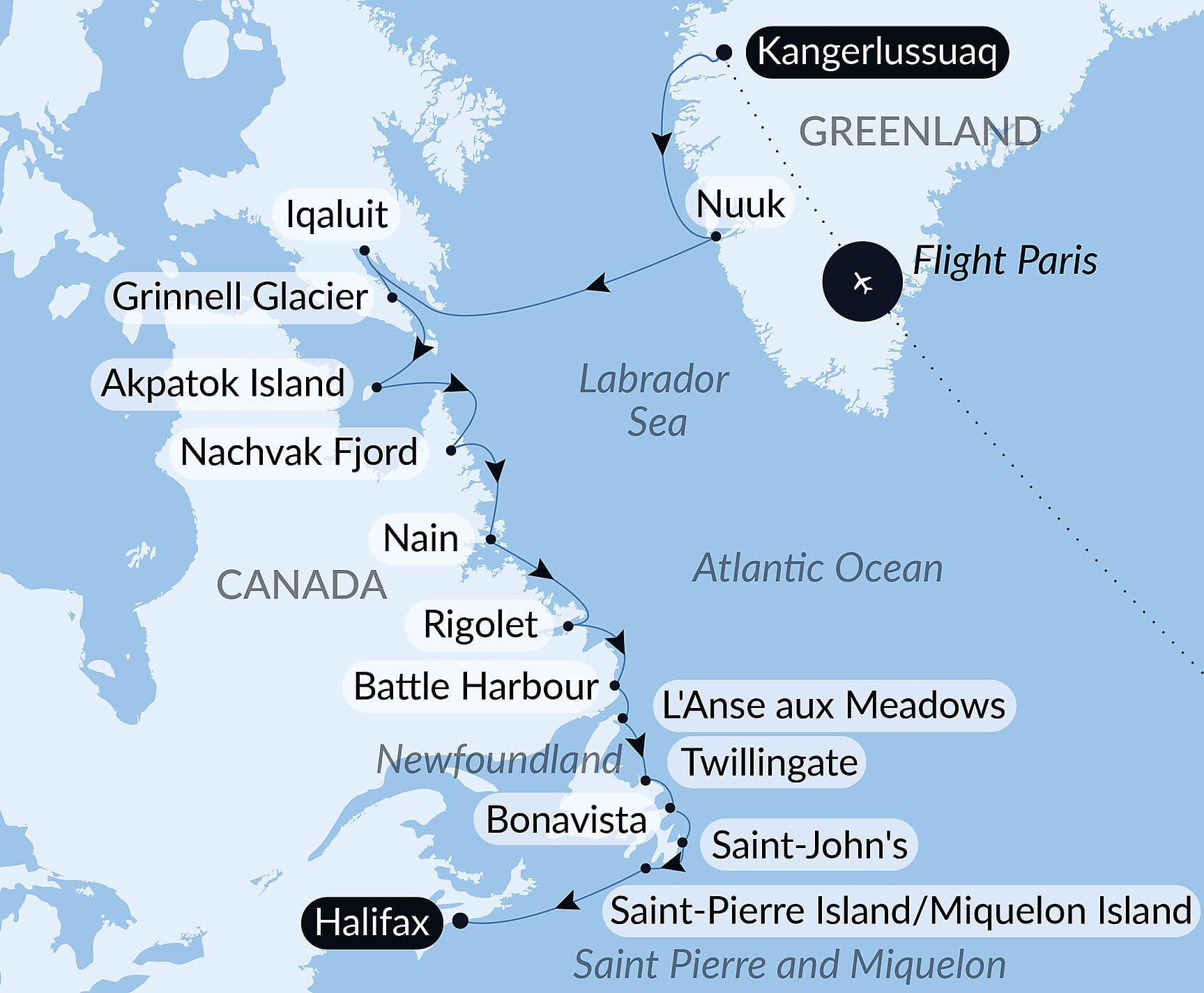 Wilderness from Greenland to the East Coast of Canada