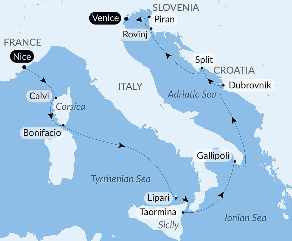 From the Tyrrhenian Sea to the Adriatic