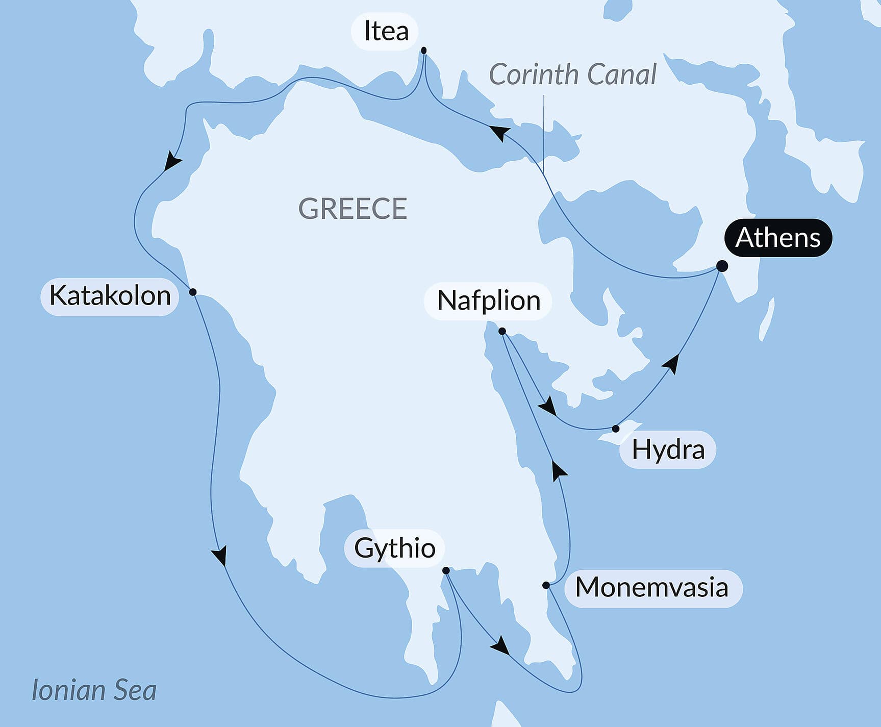 Landscapes and historic sites of the Peloponnese